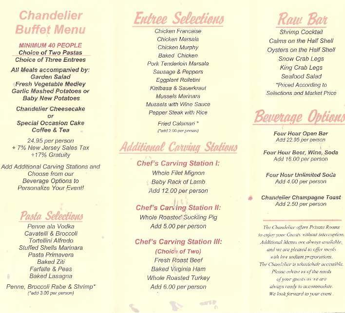 Chandelier Restaurant - Bayonne, NJ menu_pic