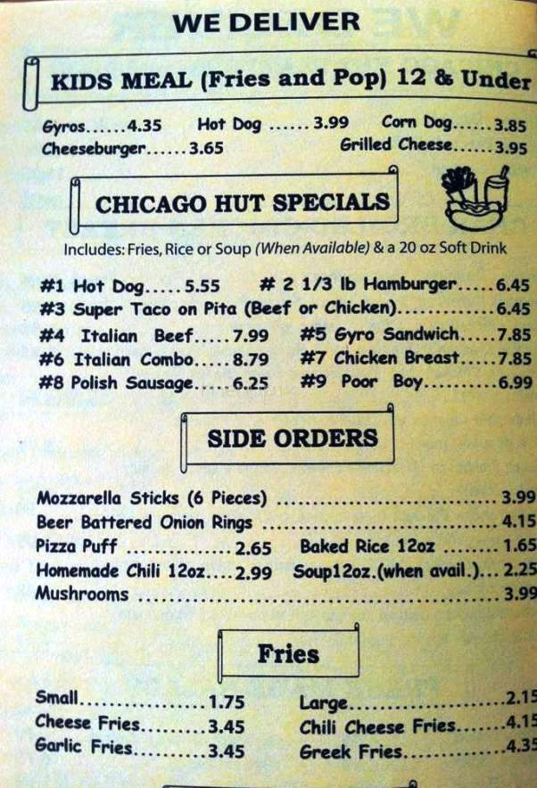 Chicago Hut - Pekin, IL menu_pic