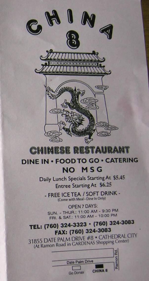 China 8 - Cathedral City, CA menu_pic