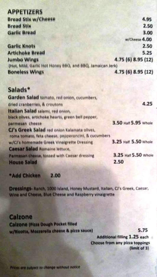 CJ's Pizza - Columbus, MS menu_pic