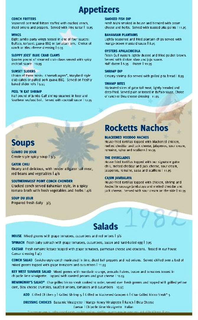 Conch Republic Rocketts - Richmond, VA menu_pic