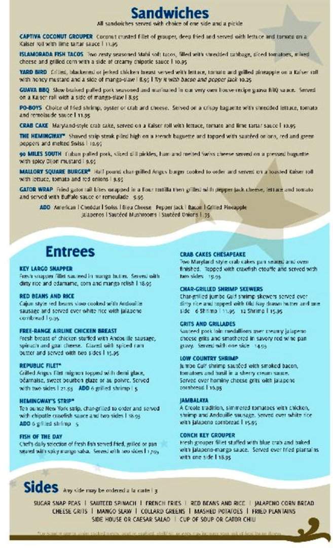 Conch Republic Rocketts - Richmond, VA menu_pic