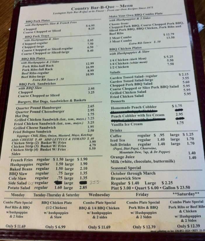 Country Barbecue - Greensboro, NC menu_pic