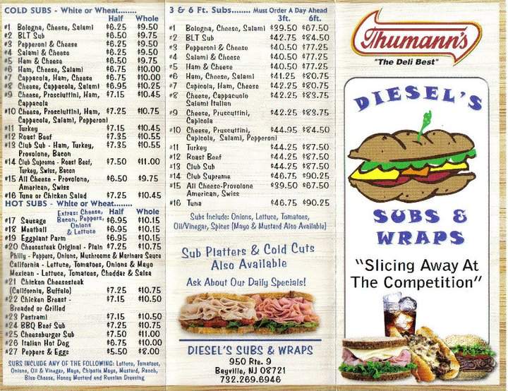 Diesel's Subs & Wraps - Bayville, NJ menu_pic