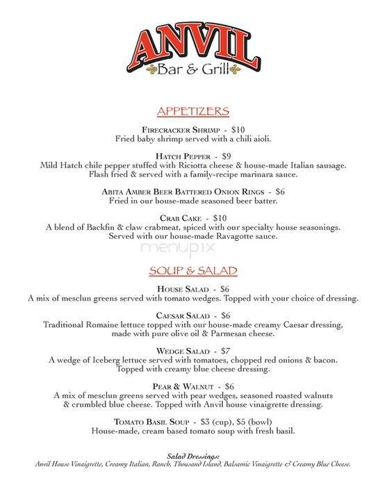 The Anvil - Shreveport, LA menu_pic