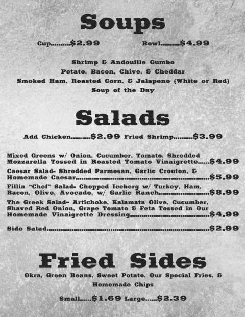 Fillin' Station Grill - Texarkana, TX menu_pic