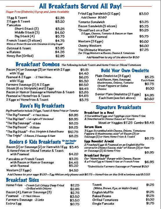 St Dave's Diner - Lindsay, ON menu_pic
