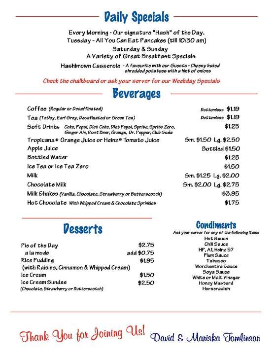 St Dave's Diner - Lindsay, ON menu_pic