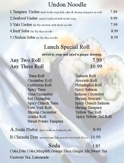 Fujiyama Japanese Steak House & Sushi Lounge - Jacksonville, FL menu_pic