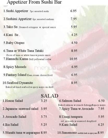 Fujiyama Japanese Steak House & Sushi Lounge - Jacksonville, FL menu_pic