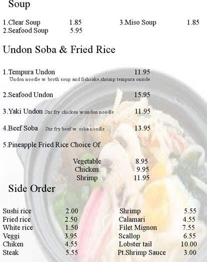 Fujiyama Japanese Steak House & Sushi Lounge - Jacksonville, FL menu_pic