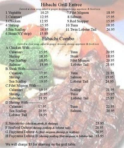 Fujiyama Japanese Steak House & Sushi Lounge - Jacksonville, FL menu_pic