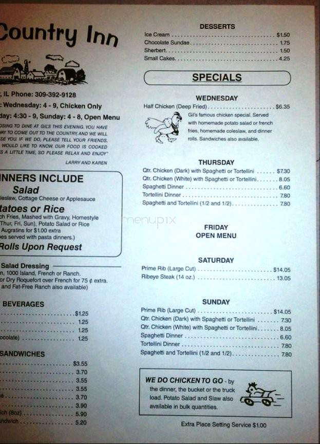 Gil's Country Inn - Minier, IL menu_pic