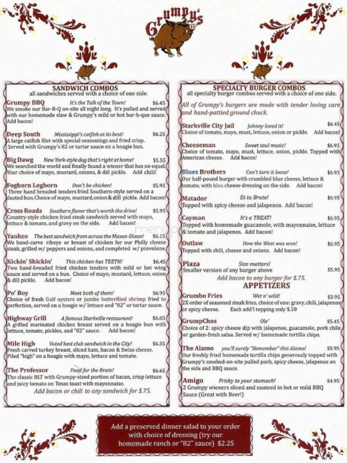 Grumpy's - Starkville, MS menu_pic