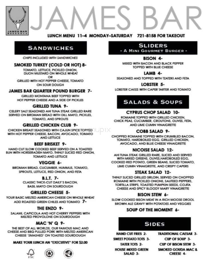 James Bar - Missoula, MT menu_pic