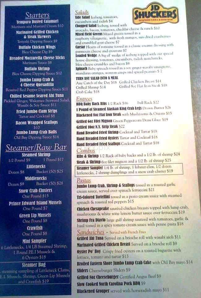 J D Shuckers - Lewes, DE menu_pic