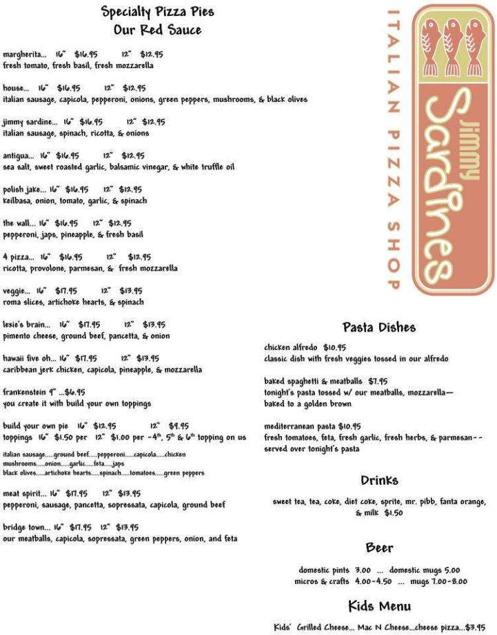 Jimmy Sardines - Roanoke, VA menu_pic