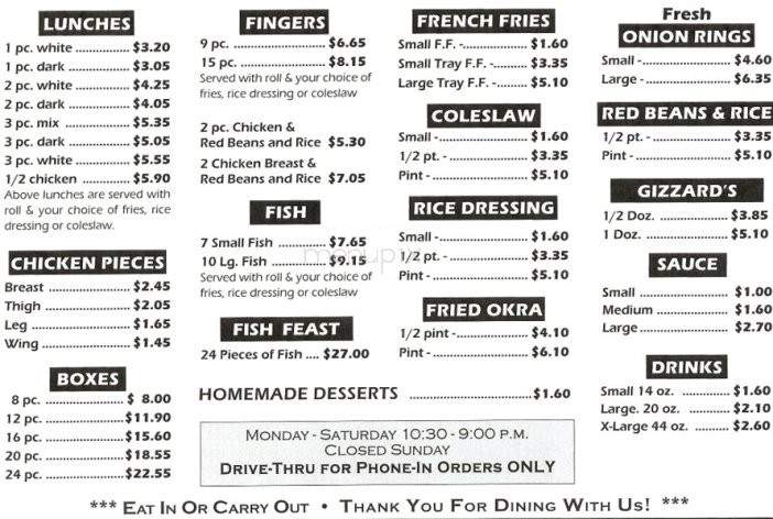 Leader's Fried Chicken - Saint Amant, LA menu_pic