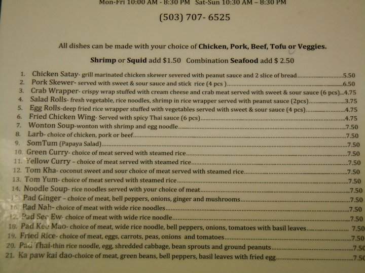 DD Thai Fusion - Tigard, OR menu_pic