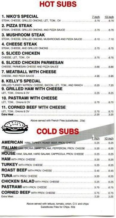 Niko's Grill - Charlotte, NC menu_pic