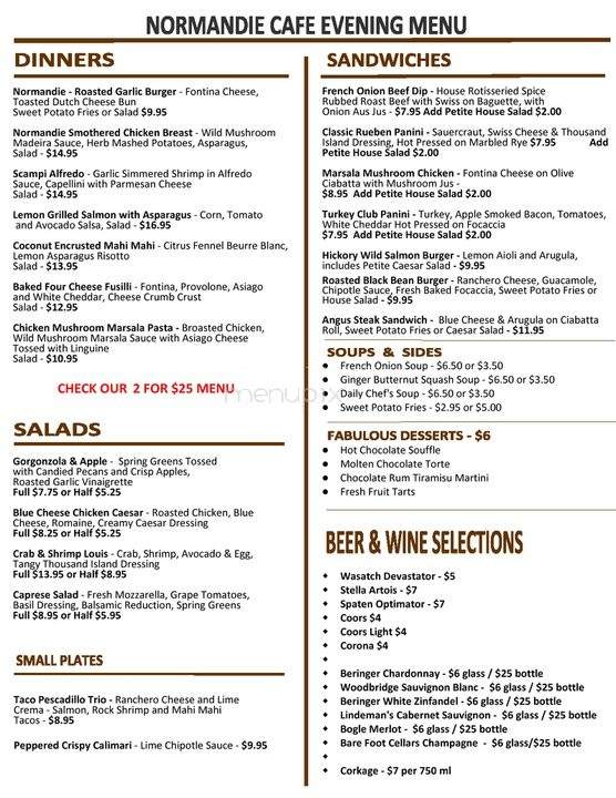 Normandie Cafe - Holladay, UT menu_pic