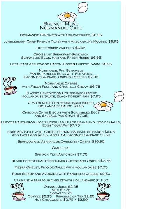 Normandie Cafe - Holladay, UT menu_pic