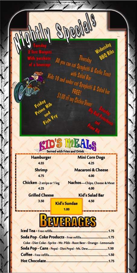Old Panhead Restaurant - Marcus, IA menu_pic