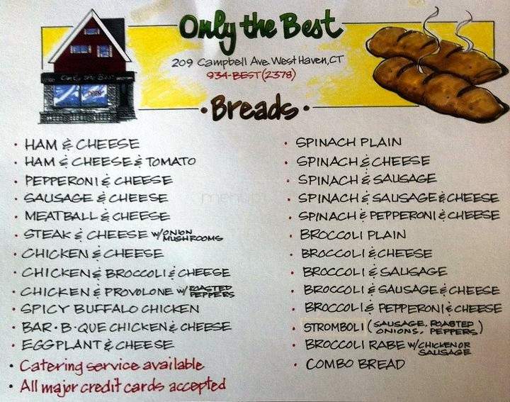 Only The Best Pizza Restaurant - West Haven, CT menu_pic