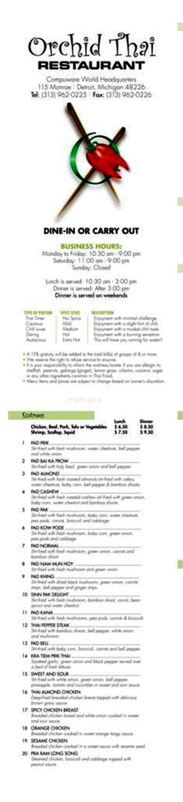 Orchid Thai - Detroit, MI menu_pic