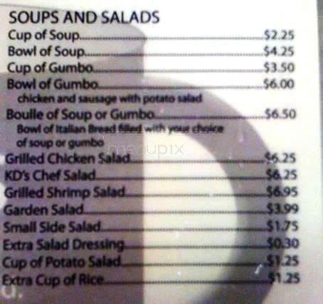 K D's Po-Boys Soup & Salad - Lake Charles, LA menu_pic