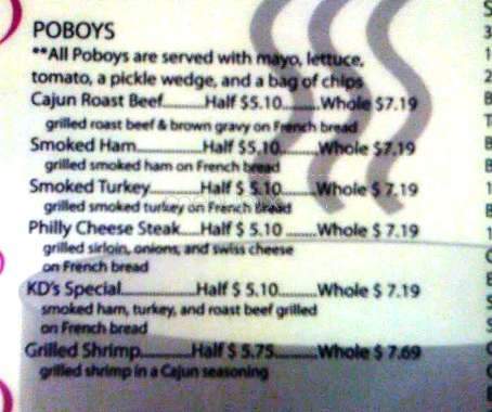 K D's Po-Boys Soup & Salad - Lake Charles, LA menu_pic