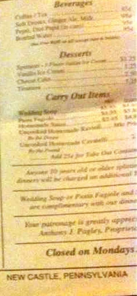 Pagley's Pasta & More - New Castle, PA menu_pic