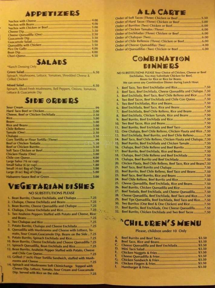 Rey Azteca - New Kensington, PA menu_pic