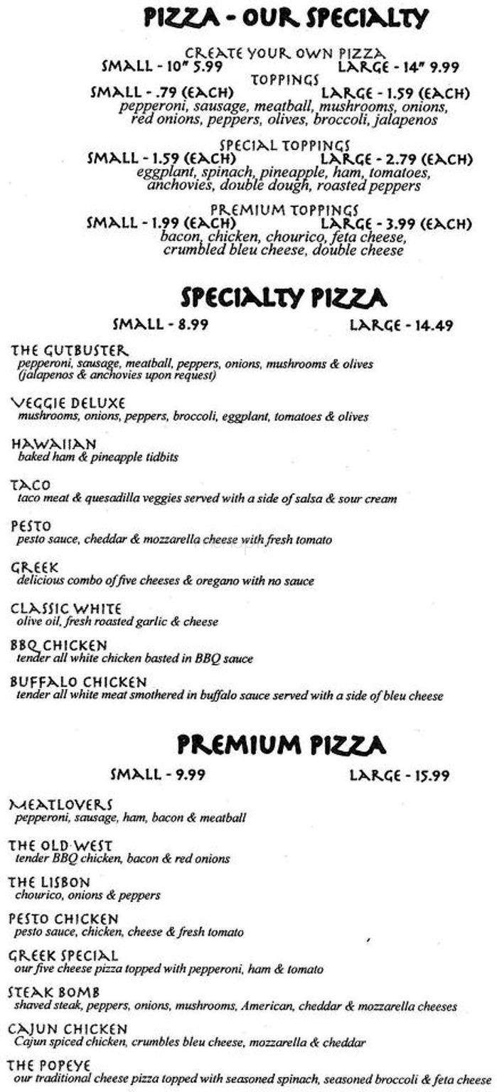 Rocky Point Pub - Warwick, RI menu_pic