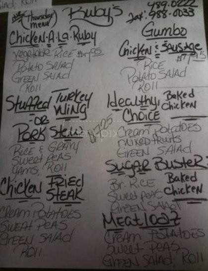 Ruby's Restaurant - Lafayette, LA menu_pic