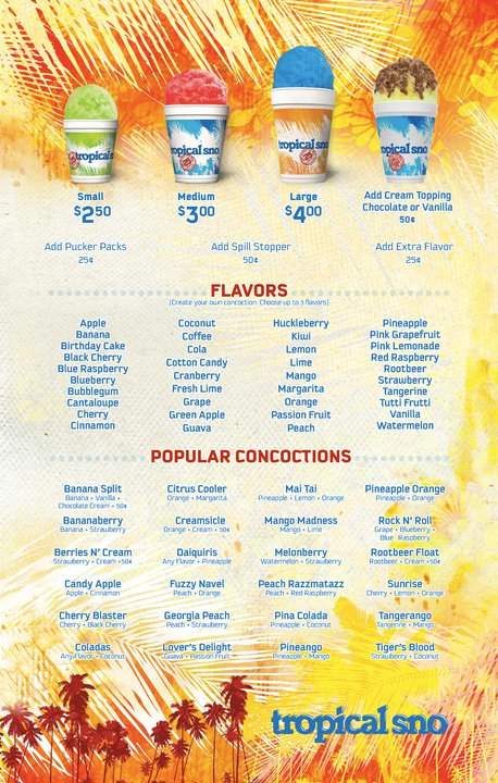 Tropical Sno - Kansas City, MO menu_pic