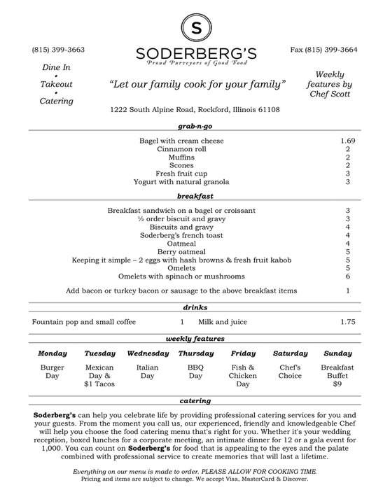 Soderberg's - Rockford, IL menu_pic
