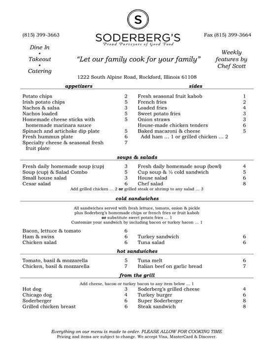 Soderberg's - Rockford, IL menu_pic