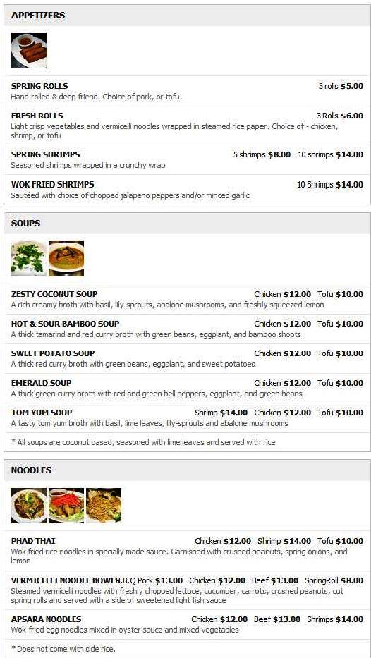 Apsara - Kingston, ON menu_pic