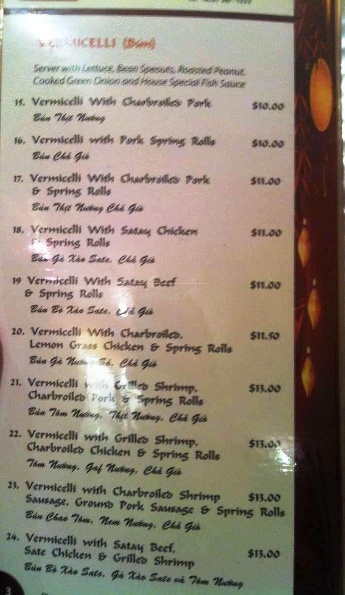 Toa Vietnamese Cuisine - Calgary, AB menu_pic