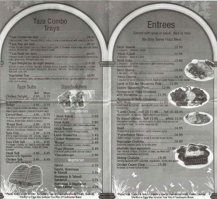 Taza Fresh Grill - Southgate, MI menu_pic