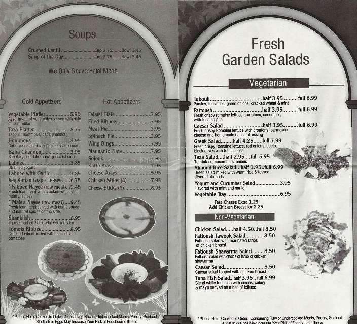 Taza Fresh Grill - Southgate, MI menu_pic