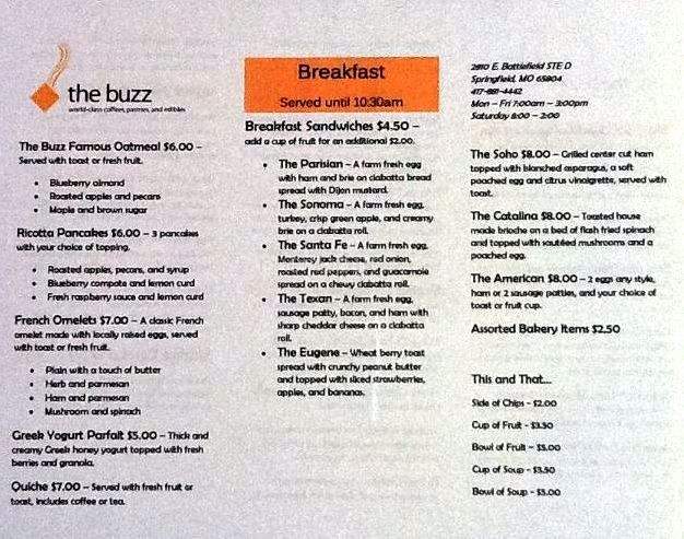 The Buzz - Springfield, MO menu_pic