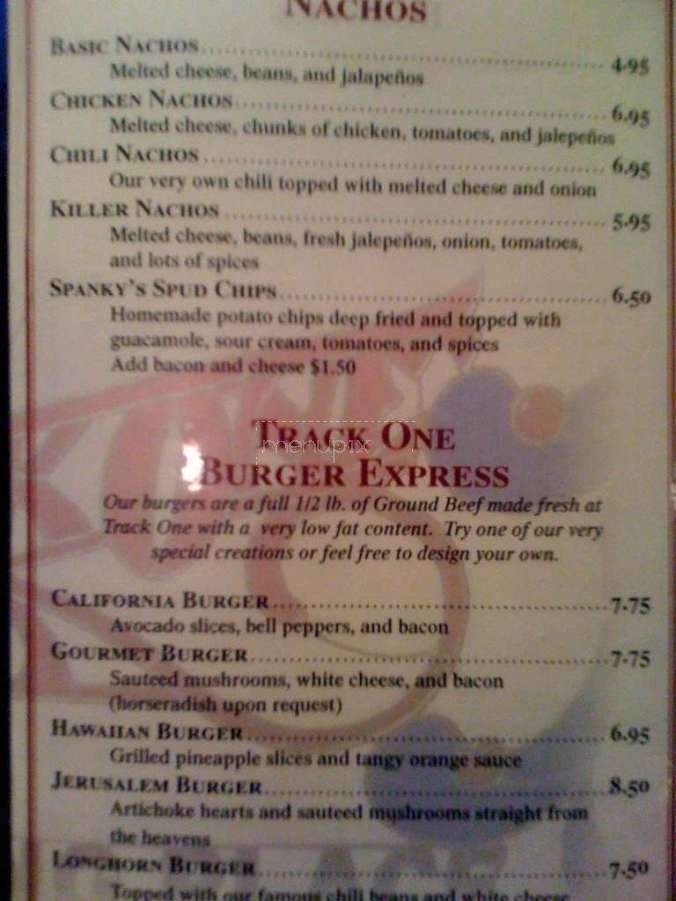 Track One - El Paso, TX menu_pic