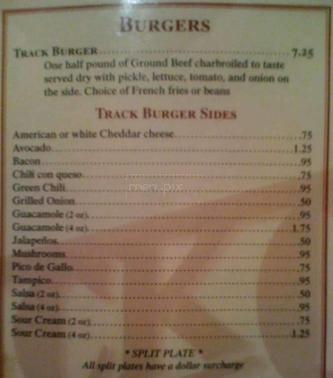 Track One - El Paso, TX menu_pic