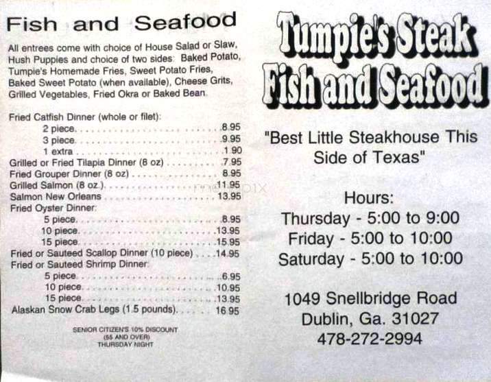 Tumpie House - Dublin, GA menu_pic