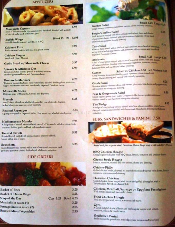 Sergio's Pizza - Midlothian, VA menu_pic