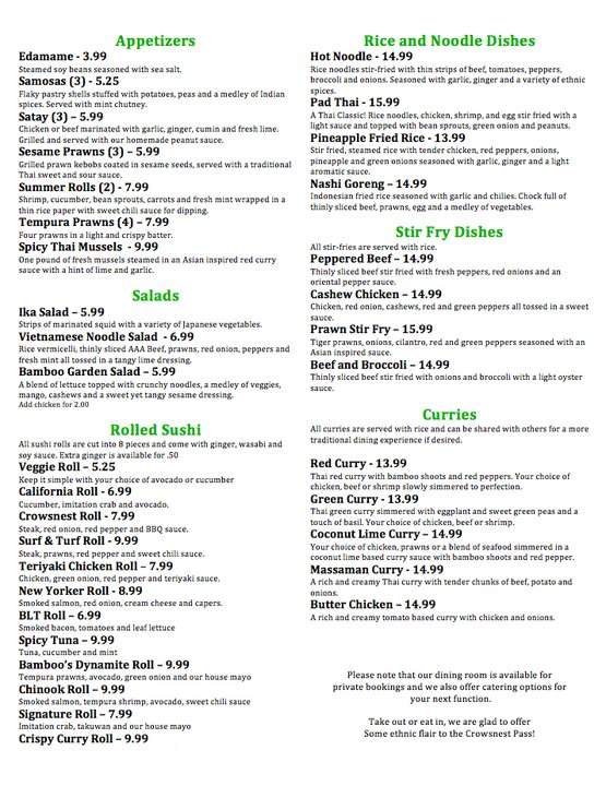 Bamboo Bistro - Crowsnest Pass, AB menu_pic