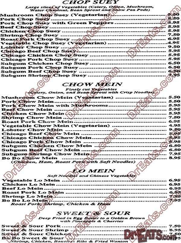 Bobo Chinese Restaurant - Bangor, ME menu_pic