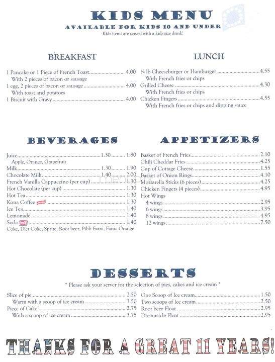 Allen's Corner Restaurant - Hampshire, IL menu_pic